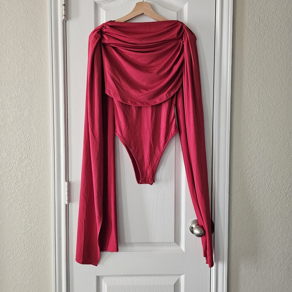 elegant ruched cowl neck bodysuit